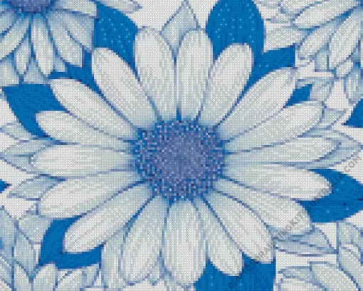 Blue And White Flower Diamond Painting