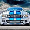 Blue And White Mustang Diamond Painting