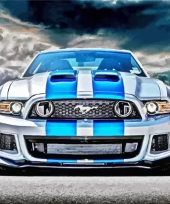 Blue And White Mustang Diamond Painting