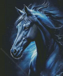 Blue Black Horse Diamond Painting