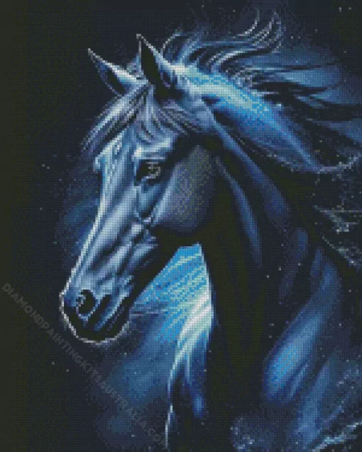 Blue Black Horse Diamond Painting