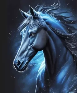 Blue Black Horse Diamond Painting