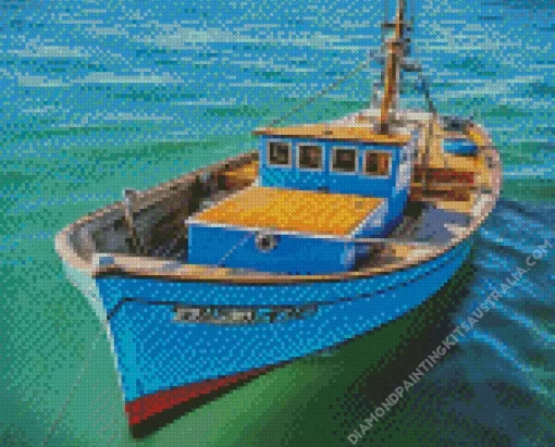 Blue Boat Diamond Painting