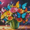 Blue Butterflies And Flowers Diamond Painting