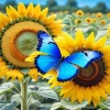 Blue Butterfly And Flower Diamond Painting