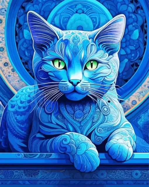 Blue Cat Art Diamond Painting