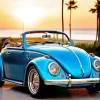 Blue Convertible Beetle Car Diamond Painting