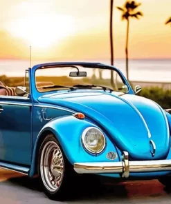 Blue Convertible Beetle Car Diamond Painting