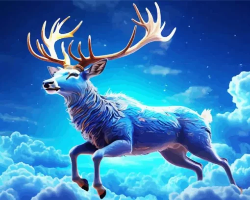 Blue Deer Diamond Painting