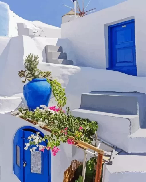 Blue Door Greece Diamond Painting