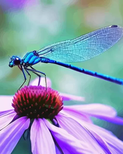 Blue Dragonfly On Flower Diamond Painting