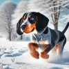 Blue English Coonhound In Snow Diamond Painting