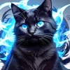 Blue Eyed Black Cat Diamond Painting