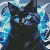 Blue Eyed Black Cat Diamond Painting