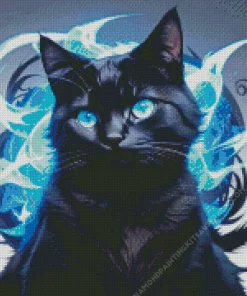 Blue Eyed Black Cat Diamond Painting