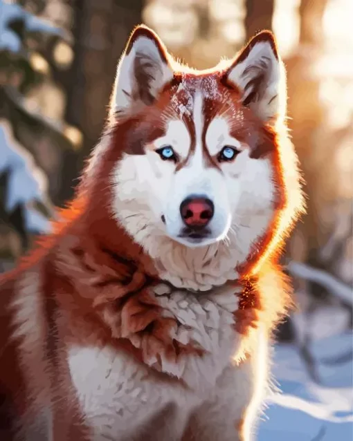 Blue Eyed Brown Husky Diamond Painting