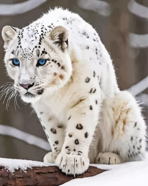 Blue Eyed Snow Leopard Diamond Painting