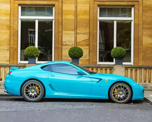 Blue Ferrari Car Diamond Painting