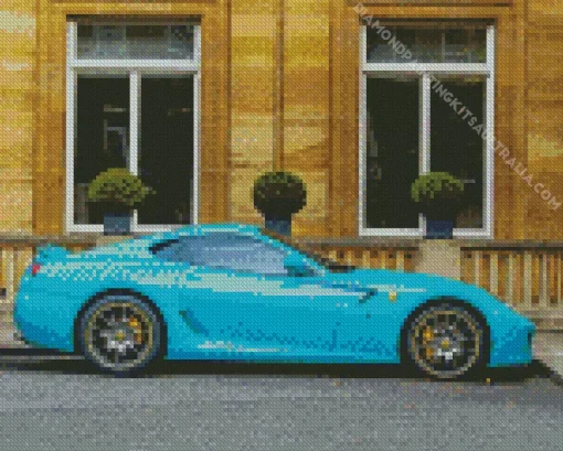 Blue Ferrari Car Diamond Painting