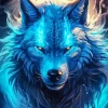 Blue Flame Wolf Diamond Painting