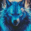 Blue Flame Wolf Diamond Painting