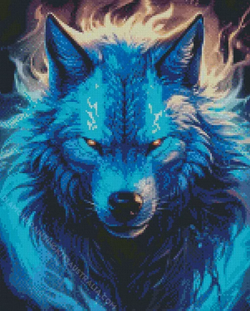 Blue Flame Wolf Diamond Painting