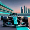 Blue Formula 1 Race Car Diamond Painting