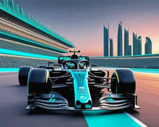 Blue Formula 1 Race Car Diamond Painting