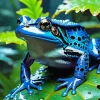 Blue Frog On Leaf Diamond Painting