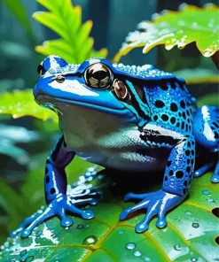 Blue Frog On Leaf Diamond Painting