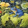 Blue Frog Sitting On Leaf Diamond Painting