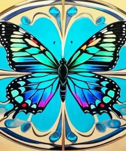 Blue Geometric Butterfly Diamond Painting