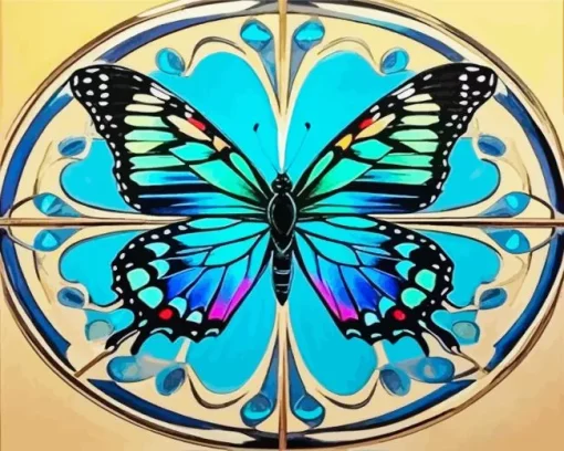 Blue Geometric Butterfly Diamond Painting