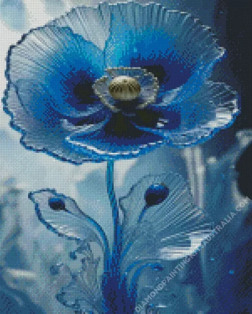 Blue Glass Flower Diamond Painting