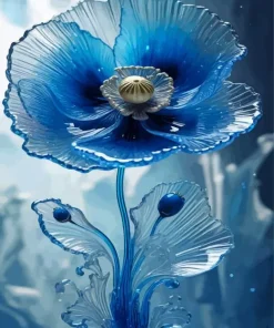 Blue Glass Flower Diamond Painting