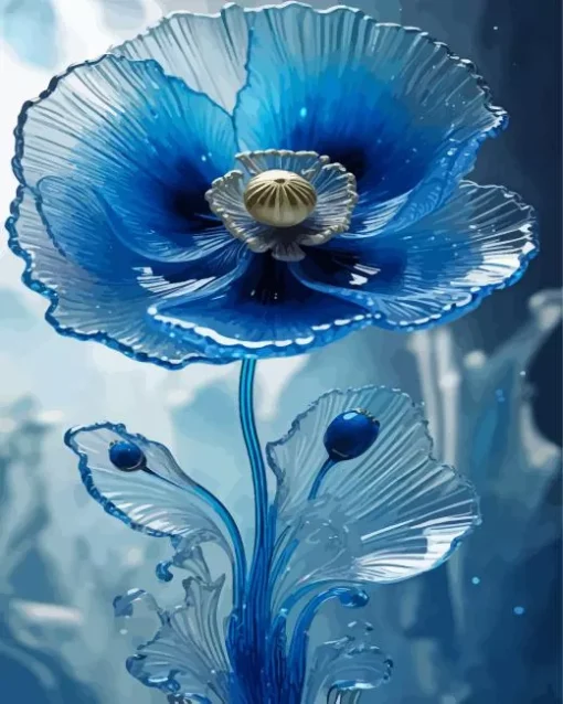 Blue Glass Flower Diamond Painting