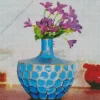 Blue Glass Flower Vase Diamond Painting