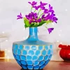 Blue Glass Flower Vase Diamond Painting