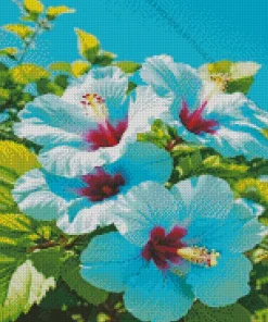 Blue Hawaiian Flowers Diamond Painting