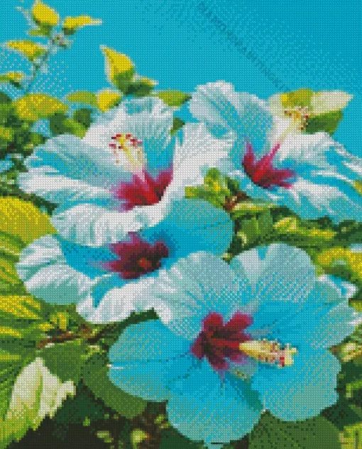 Blue Hawaiian Flowers Diamond Painting