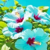 Blue Hawaiian Flowers Diamond Painting