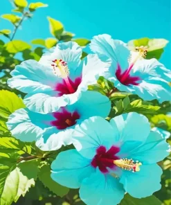 Blue Hawaiian Flowers Diamond Painting