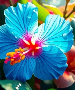 Blue Hawaiian Hibiscus Diamond Painting