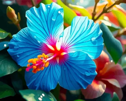 Blue Hawaiian Hibiscus Diamond Painting