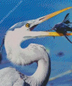 Blue Heron Eating Diamond Painting