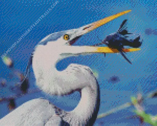 Blue Heron Eating Diamond Painting