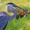 Blue Heron Eating Fish Diamond Painting