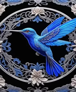 Blue Hummingbird Diamond Painting