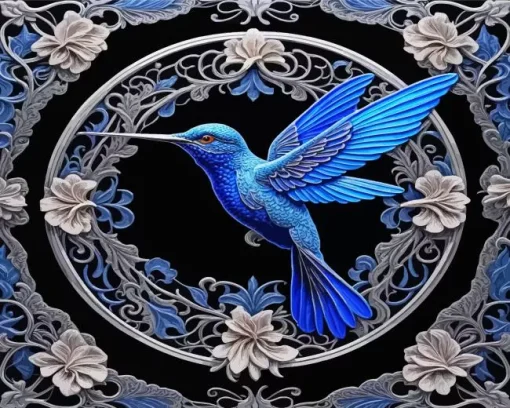 Blue Hummingbird Diamond Painting