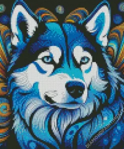 Blue Husky Diamond Painting